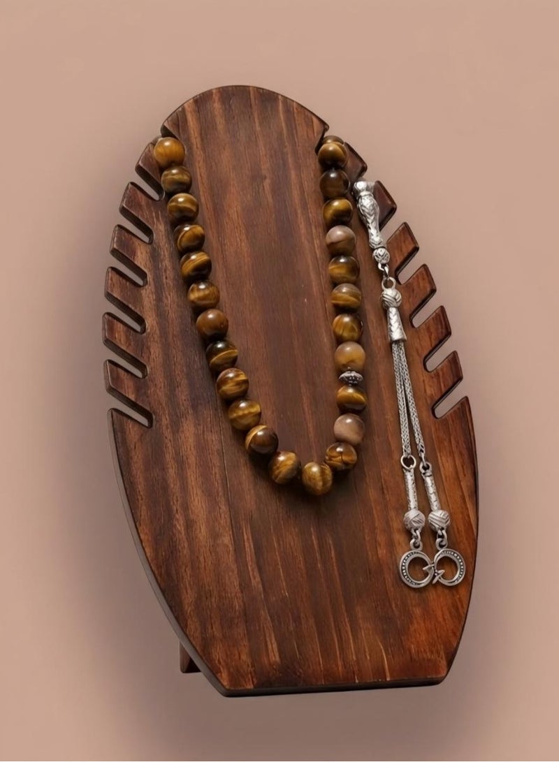 عام سبحة صلاة مكونة من 33 حبة من أحجار عين النمر الطبيعية الأصلية / مقاس 10 ملم - Image 3